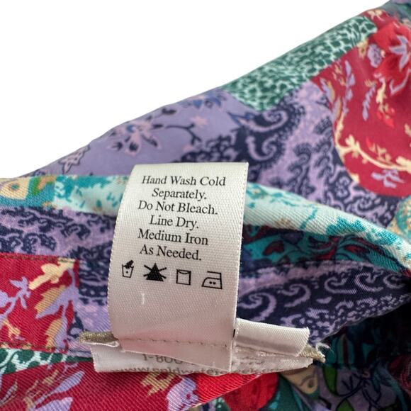 Coldwater Creek Vintage Silk Cotton Patchwork Floral Boho Blouse Women's Size M - Picture 5 of 7